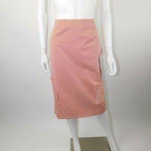Moschino Jeans Pink Pencil Lace Cut Out Skirt